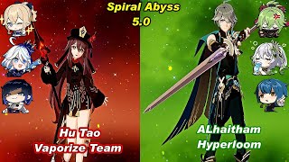 50 C0 Hu Tao VeporizeTeam amp C0 ALhaitham Hyperbloom Spiral Abyss Floor 12 Full Star F2P [upl. by Sirtemed597]