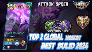 TOP 2 GOLOBAL MOSKOV BEST ATTACK SPEED BUILD amp EMBELMS FOR SOLO RANKED PLAYMOBILE LEGENDS [upl. by Notsur130]