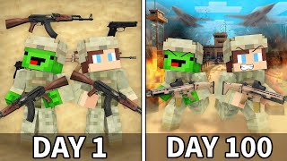 Mikey and JJ Survived 100 Days As Army in Minecraft Maizen [upl. by Ocinom]