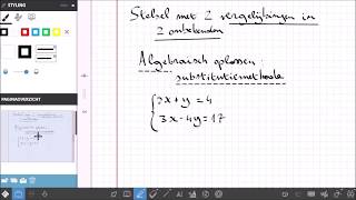 Stelsel met 2 vergelijkingen in 2 onbekenden Algebraïsch oplossen substitutiemethode [upl. by Nonregla]