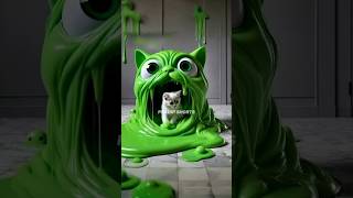 Slime monster attached on a cute cat🙀cat catlover cartoon shorts viralvideo trendingfyp [upl. by Philippine891]