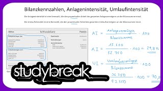 Bilanzkennzahlen Anlagenintensität Umlaufintensität  Externes Rechnungswesen [upl. by Goldarina733]