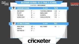 The Cricketer Schools Hundred  Bloxham School v St Pauls School [upl. by Amla]