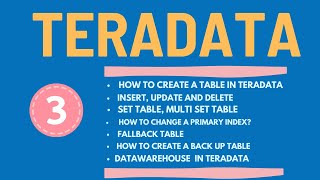 Teradata Tutorial Day  3 Teradata SQL  Create table DML operation in Teradata  NiC IT Academy [upl. by Becket]