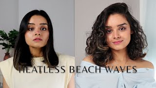 I Tested Heatless Beach Waves On My Stubborn Straight Hair  Overnight Curls Tutorial for Short Hair [upl. by Kwok]