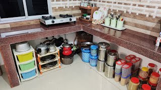 Non Modular Kitchen Organization Ideas Small Kitchen Organization ideasMY kitchen Tour [upl. by Atirec]