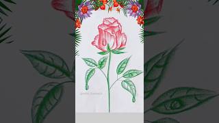 Easy Process Rose🌹 Drawing ✍️Shorts viralvideo [upl. by Wyck810]