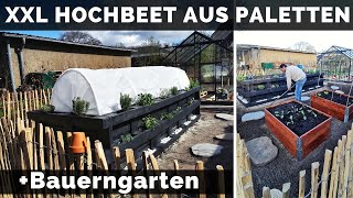 Hochbeet aus Paletten selber bauen mit Anlegen  Befüllen  Bepflanzen  Bauerngarten gestalten [upl. by Carew]