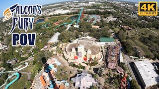 Falcons Fury POV Kumba Side 4K 60 FPS Busch Gardens Tampa Intamin Drop Tower  NonCopyright [upl. by Lledra234]