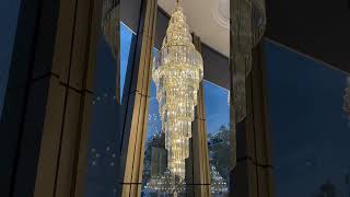 LYFAIRS · Extra Large Luxury Spiral Crystal Chandelier in Gold Finish [upl. by Onairda667]