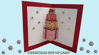 Christmas card pop up DIY how to make an easy pop up Christmas card 3d handmade paper craft [upl. by Hailey427]