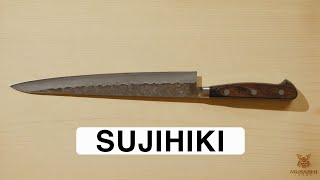 Sujihiki Knife  Japanese Kitchen Knife Introduction  MUSASHI JAPAN [upl. by Senhauser]