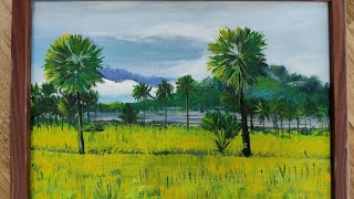 Landscape Painting easy fobeginner  Acrylic on canvas [upl. by Aneema]