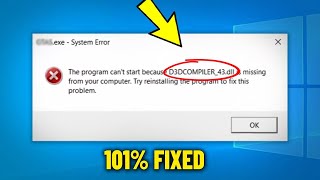 Fix D3DCOMPILER43dll is missing in Windows 11  10  How To Solve d3dcompiler 43 dll Not Found ✅ [upl. by Watkin]