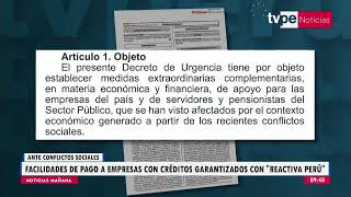 Ejecutivo amplia reprogramaciones de créditos de Reactiva Perú hasta junio del 2023 [upl. by Lepine]