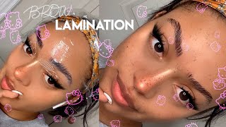 I TRIED BROW LAMINATION AT HOME DIY  QUARANTINE WEEK VLOG [upl. by Fontana]