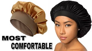 How to make a Satin bonnet  NO ELASTIC BAND  Most comfortable bonnet for sleep [upl. by Aicelaf]