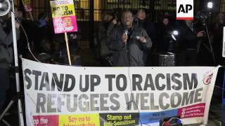 AntiTrump protest outside US embassy in UK [upl. by Akiemaj]