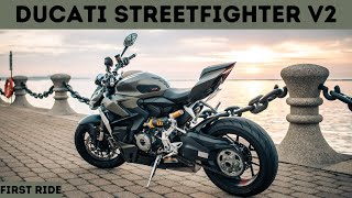 New Ducati Streetfighter V2 First Ride Motovlog [upl. by Aicinoid]