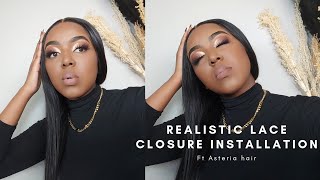 Realistic HD Lace 5x5 Closure Wig Install ft Asteria hair  Professional installation technique [upl. by Haisoj324]