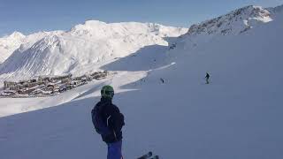 Skiing from the top of the Merles Chairlift to Val Claret Tignes December 2018 [upl. by Eednar]