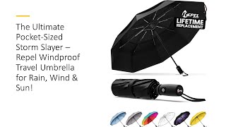 The Ultimate PocketSized Storm Slayer – Repel Windproof Travel Umbrella for Rain Wind amp Sun [upl. by Ahsias]