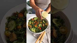 HighProtein Kale Caesar Salad 30g protein per serve plantbasedrecipes vegan [upl. by Fabiano]