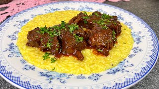 Osso Buco cu Risotto alla Milanese rasolul de vita cu orez este un deliciu in doar 3 minute inveti [upl. by Hosea]