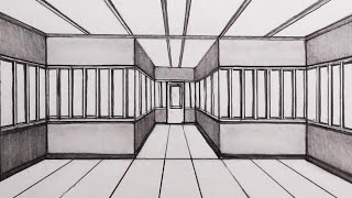 How to Draw OnePoint Perspective A Room with Perspective Lines Narrated Drawing Tutorial [upl. by Sheelah]