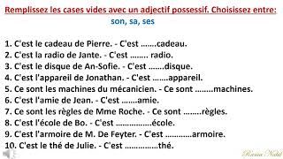 Exercices Les adjectifs possessifs [upl. by Weinert]