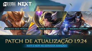 Destaques da Atualização 1924  Servidor Avançado  Mobile Legends Bang Bang [upl. by Sucramraj267]