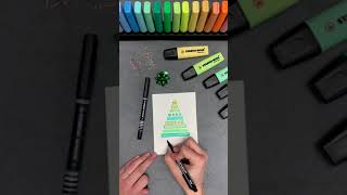 Simple christmas tree made with the STABILO BOSS ORIGINAL Pastel 🎄 [upl. by Allertse]