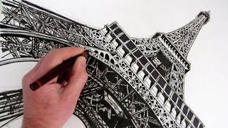 How to Draw The Eiffel Tower Time Lapse [upl. by Evadne]