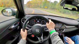 2021 Alfa Romeo Giulia Quadrifoglio  POV Quick Drive [upl. by Anilat]