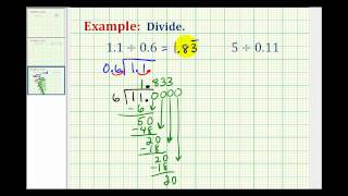 Examples Division by a Decimal with a Repeating Quotient [upl. by Nivlag]