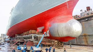 The Impressive Process of Repairing Massive Ships Inside Dry Dock [upl. by Oicnanev235]