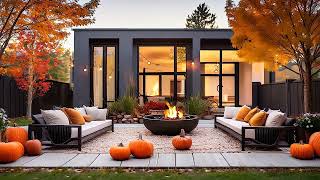 Modern Home Patio with Cozy Fire Pit  Fall Ambience [upl. by Christiana251]