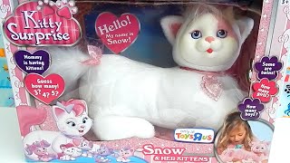 Kitty Surprise Snow Toy Plush Cat  How Many Kittens Will She Have [upl. by Eelyram]