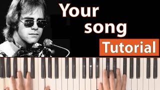 Como tocar quotYour songquotElton John  Piano tutorial partitura y mp3 [upl. by Lsiel]