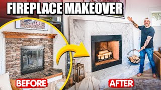 Hideous Stone Fireplace Transformation [upl. by Yroggerg]