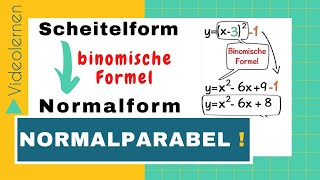 Normalparabel  von der Scheitelform zur Normalform  mithilfe der Binomischen Formel [upl. by Odrarebe592]