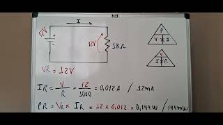 Como calcular a tensão corrente e potência em um resistor ligado a uma fonte de 12Vcc [upl. by Seafowl]