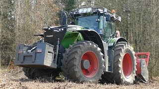 Fendt 1050 Vario Working Hard in The Forest w AHWI M700 Mulcher  Crushing Wood  Danish Agri [upl. by Glavin]