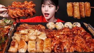 SUB겉바속촉 통대창에 매운 불닭 대왕쭈꾸미 먹방🔥 주먹밥 파김치까지 한식 꿀조합 리얼사운드 Daechang Mukbang Asmr [upl. by Lonni]