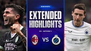 AC Milan vs Club Brugge Extended Highlights  UCL League Phase MD 3  CBS Sports Golazo [upl. by Eimar996]