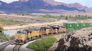 ExSP UP 6395 Leads Westbound Stacks at Kinter AZ 04012024 [upl. by Darra]