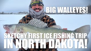 Sketchy First Ice Fishing Trip in North Dakota Big Walleyes [upl. by Wivina]