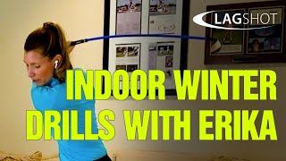 Erika Larkin PGA  Winter Indoor Golf Swing Drills With Lag Shot Golf [upl. by Buskirk]