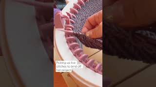 Picking up live stitches on Sentro knitting machine to bind off hat project sentroknittingmachine [upl. by Suirada263]