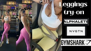 MY FAVORITE LEGGINGS  tryon NVGTN ALPHALETE  GYMSHARK [upl. by Nylrahs]